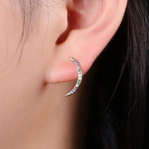 Crescent Moon Design Multicolor Stud Earrings